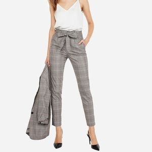 EXPRESS High Waisted Plaid Sash Tie Ankle Pant